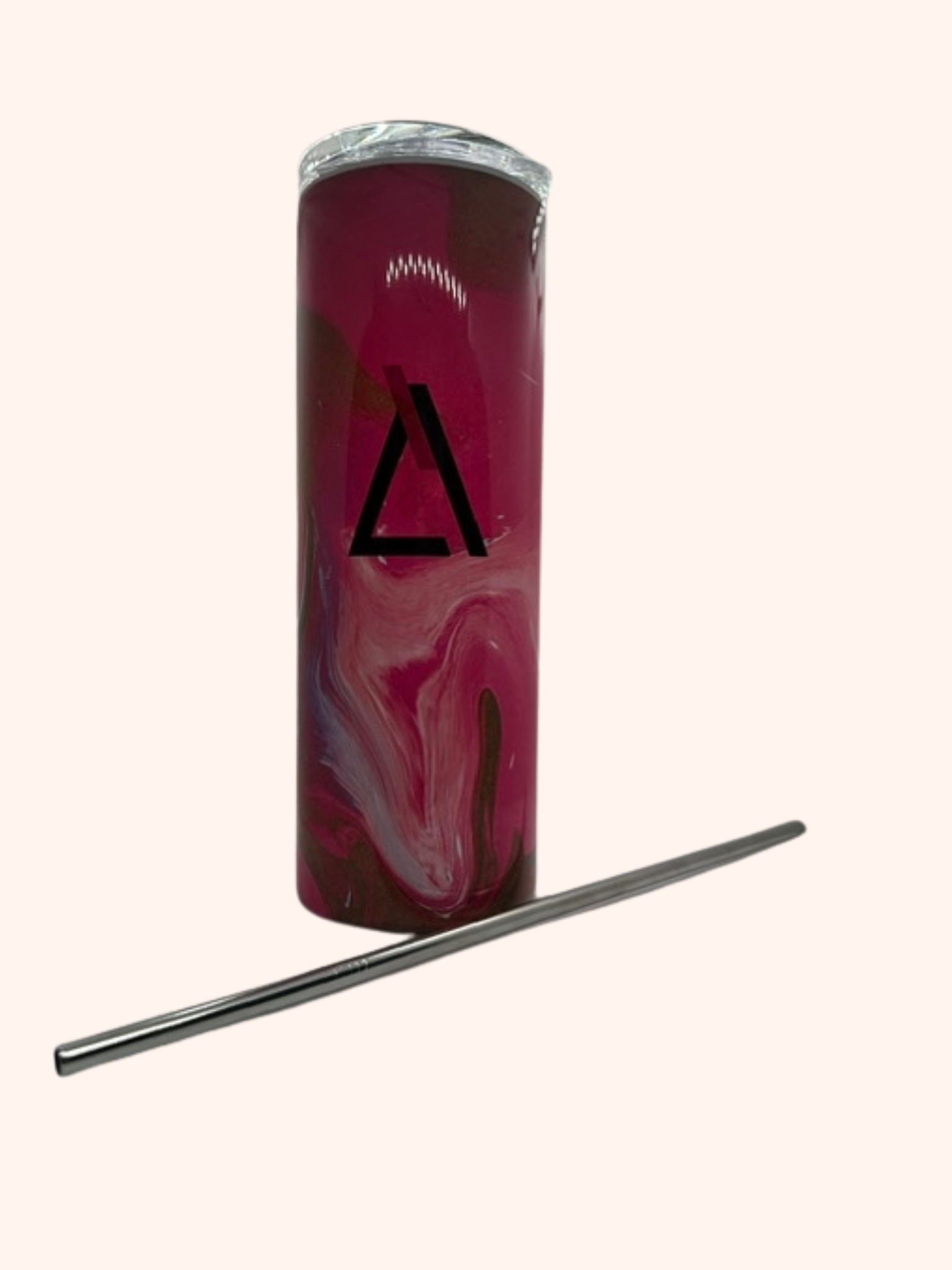 Termo tumbler s brčkem – design flame pink