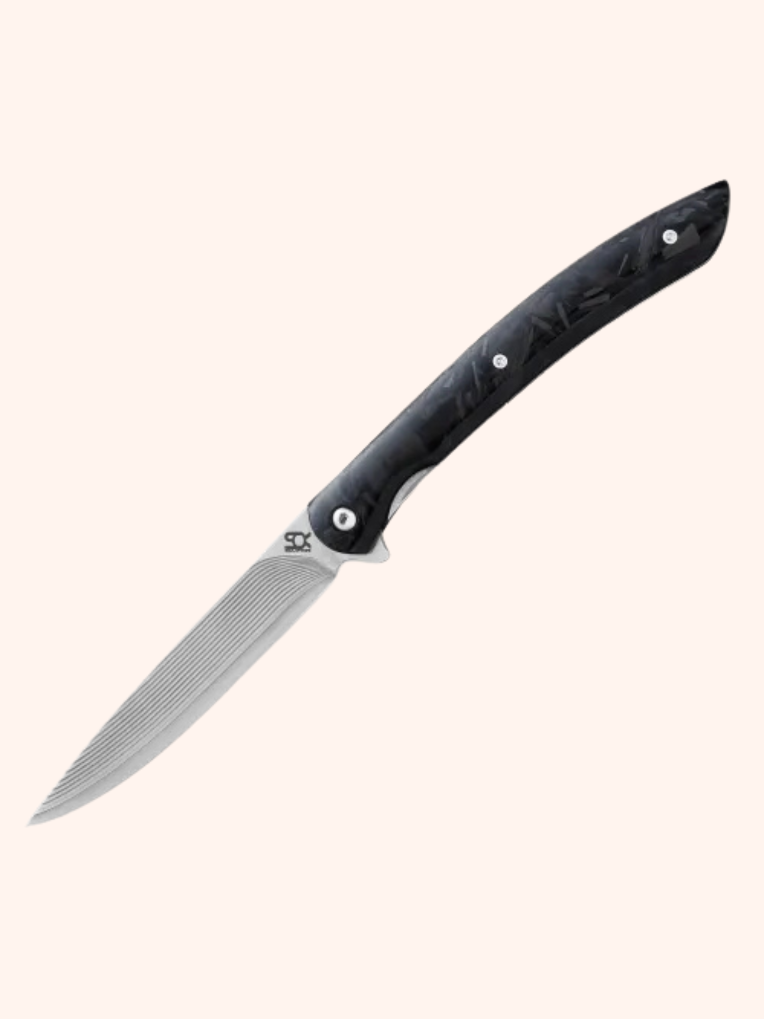 Dellinger Zavírací steakový nůž 100 mm SOK Shark VG-10 Damascus Carbon