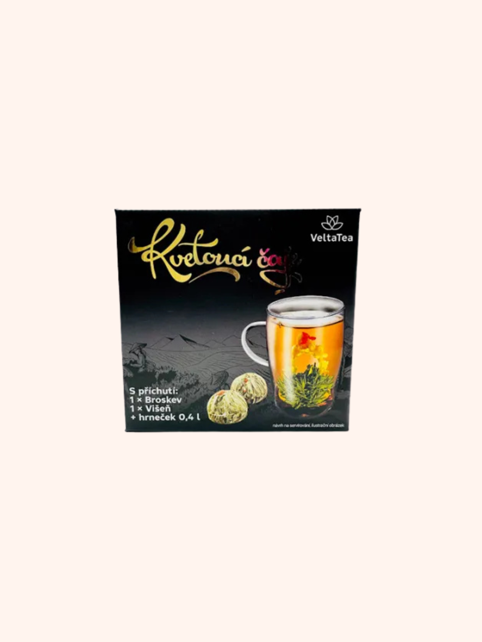 Dárková kazeta Zelené kvetoucí čaje – hrnek, 0,4l, 2ks čaje